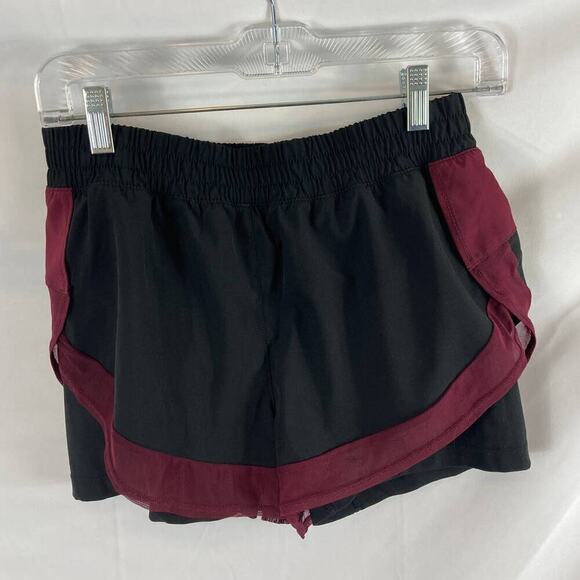 MPG Pants - MPG Lined Athletic Shorts Black Maroon Small